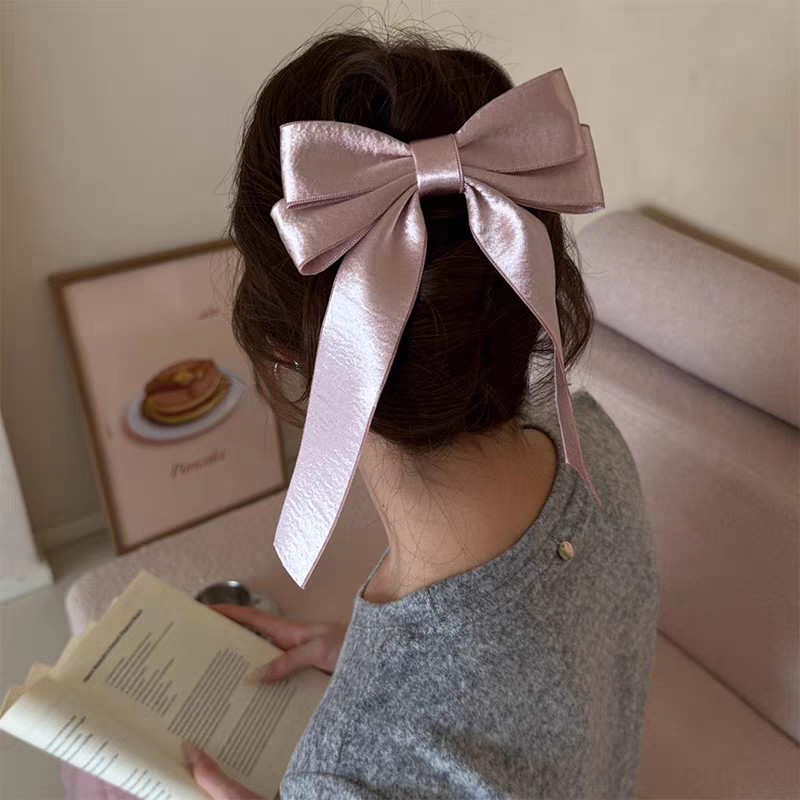 Korean Style Silver Satin Bow  - Tie Clip Silver 评论和价格