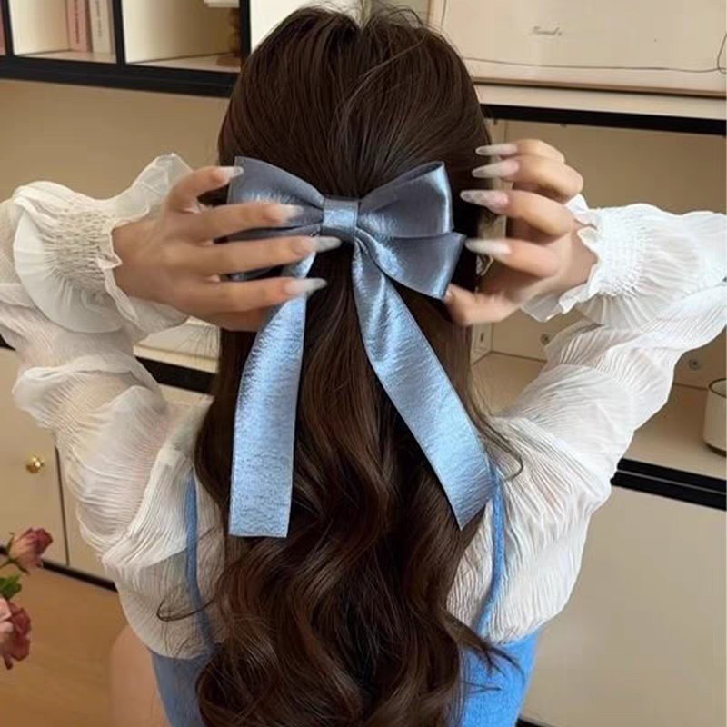 Korean Style Silver Satin Bow  - Tie Clip Silver 评论和价格